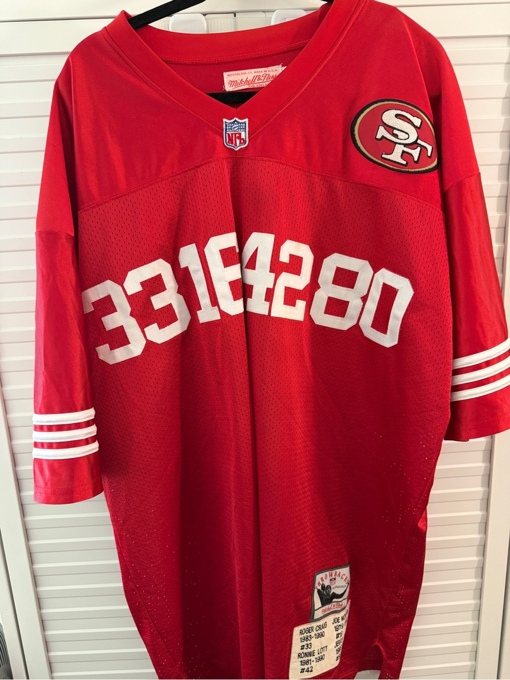 Mitchell & Ness San Francisco 49ers Red and White Jersey size 56 - Picture 2 of 10